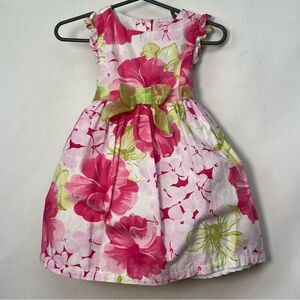 Emma’s Garden Floral Pink and green dress EUC size 18 months